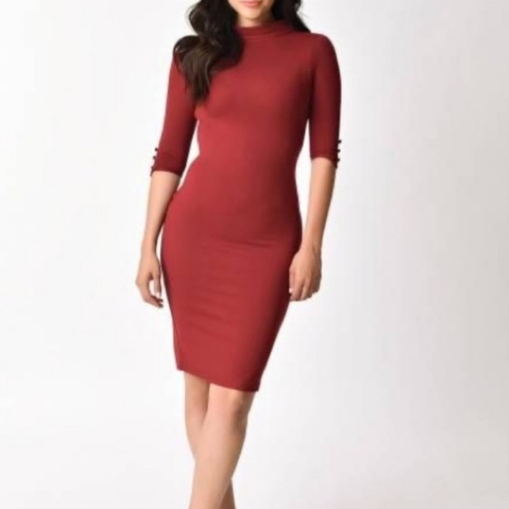 NWT Unique Vintage Mod 1960 Burgundy Cassidy Dress Sz 4